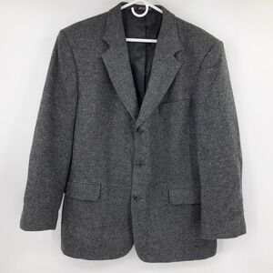 Barrington Mens 44R Blazer 100% Wool Charcoal Grey Tweed Sport Coat 85026 S-171